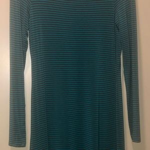 Turquoise and Brown Long Sleeved Dress